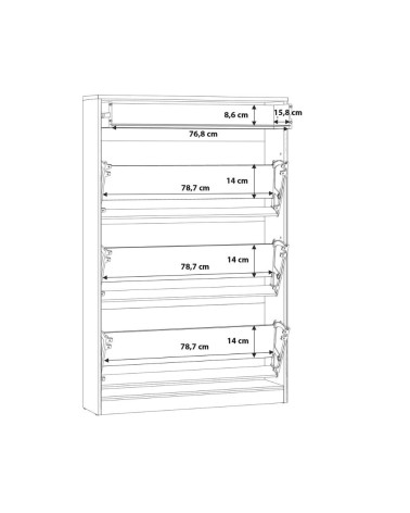 Scarpiera Cecilia con 3 scomparti ed un cassetto colore rovere 83.2x20.4xH 127.7 cm.