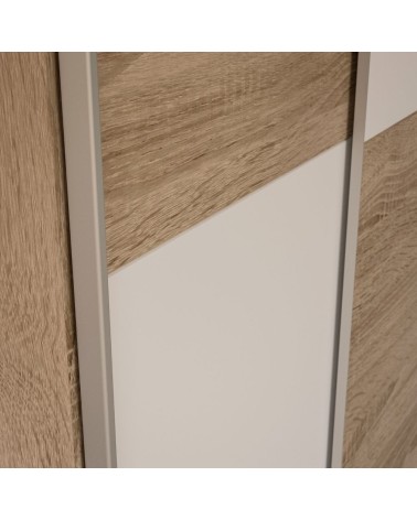 Armadio Zeno con 2 ante scorrevoli rovere e bianco e struttura rovere