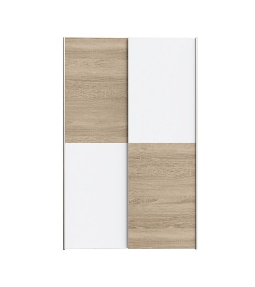 Armadio Zeno con 2 ante scorrevoli rovere e bianco e struttura rovere