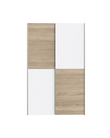 Armadio Zeno con 2 ante scorrevoli rovere e bianco e struttura rovere