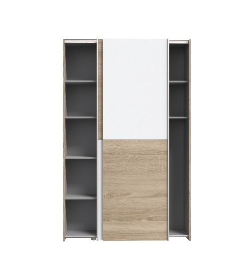 Armadio Zeno con 2 ante scorrevoli rovere e bianco e struttura rovere