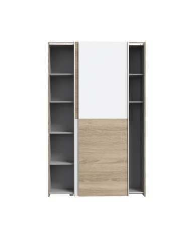 Armadio Zeno con 2 ante scorrevoli rovere e bianco e struttura rovere