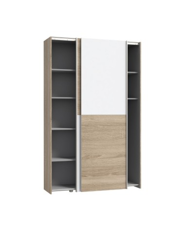 Armadio Zeno con 2 ante scorrevoli rovere e bianco e struttura rovere