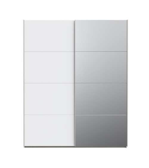 Armadio Elio con 1 anta a specchio e 1 anta scorrevoli colore bianco