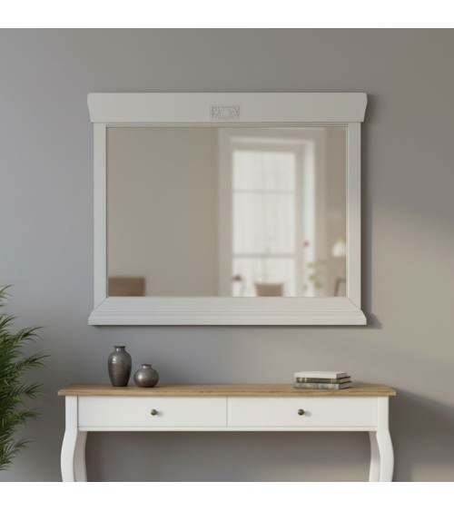 Specchiera Venere con cornice in legno dritta colore avorio