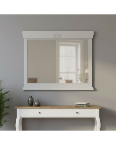 Specchiera Venere con cornice in legno dritta colore avorio