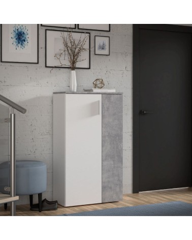 Mobile multiuso Lucio 2 ante H 120cm. colore bianco e cemento