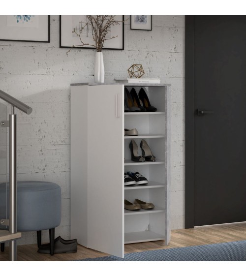 Mobile multiuso Lucio 2 ante H 120cm. colore bianco e cemento