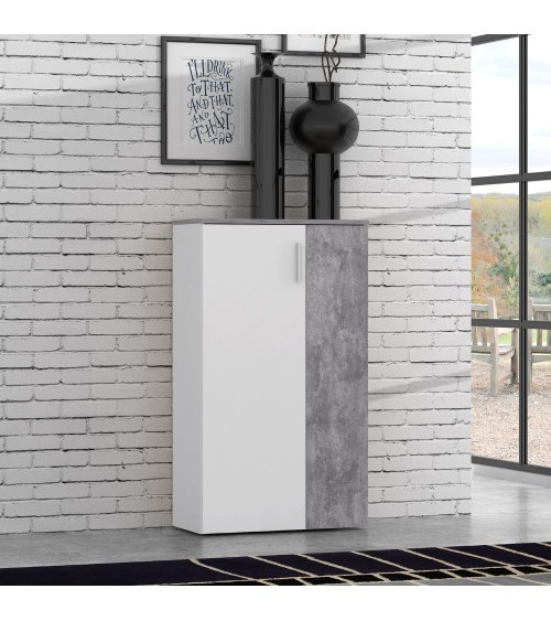 Mobile multiuso Lucio 2 ante H 120cm. colore bianco e cemento