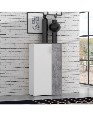 Mobile multiuso Lucio 2 ante H 120cm. colore bianco e cemento