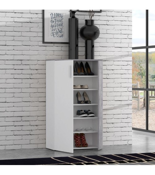 Mobile multiuso Lucio 2 ante H 120cm. colore bianco e cemento