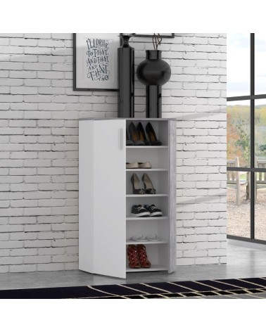 Mobile multiuso Lucio 2 ante H 120cm. colore bianco e cemento