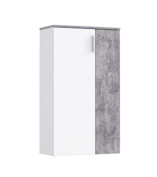 Mobile multiuso Lucio 2 ante H 120cm. colore bianco e cemento