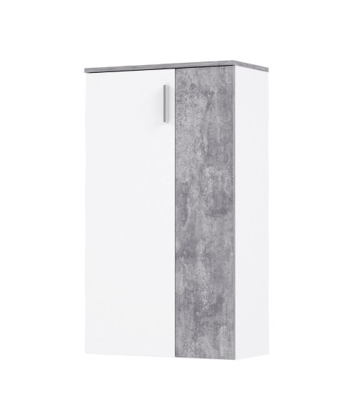 Mobile multiuso Lucio 2 ante H 120cm. colore bianco e cemento
