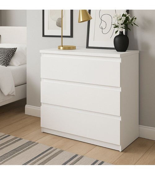 Cassettiera Morgan 3 cassetti 77.2x79.8x42.2 cm. colore bianco
