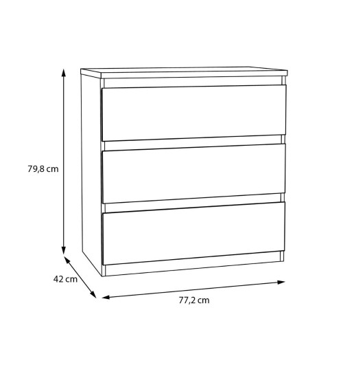 Cassettiera Morgan 3 cassetti 77.2x79.8x42.2 cm. colore bianco