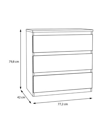 Cassettiera Morgan 3 cassetti 77.2x79.8x42.2 cm. colore bianco