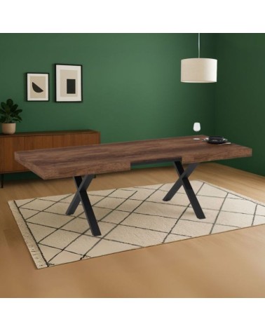 Tavolo allungabile England con piano colore noce e gambe nere