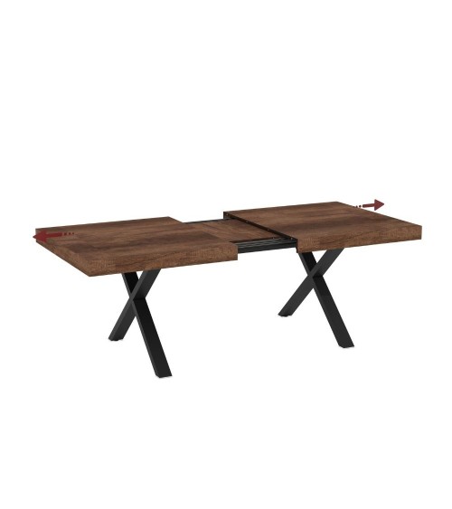 Tavolo allungabile England con piano colore noce e gambe nere