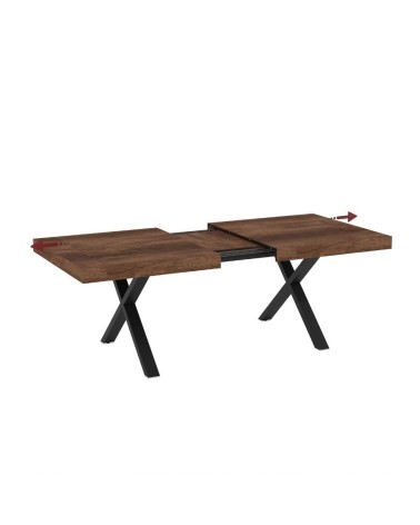 Tavolo allungabile England con piano colore noce e gambe nere