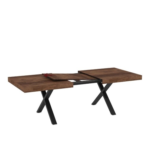 Tavolo allungabile England con piano colore noce e gambe nere