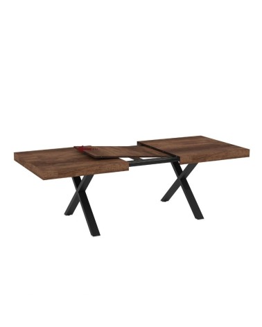 Tavolo allungabile England con piano colore noce e gambe nere