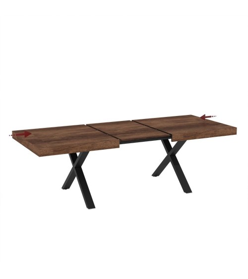 Tavolo allungabile England con piano colore noce e gambe nere