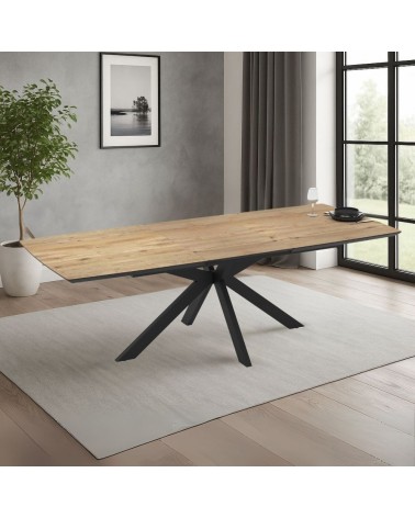 Tavolo allungabile Verano con piano rovere e gambe nere
