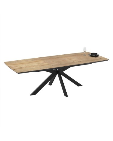 Tavolo allungabile Verano con piano rovere e gambe nere