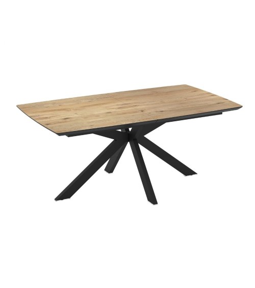Tavolo allungabile Verano con piano rovere e gambe nere
