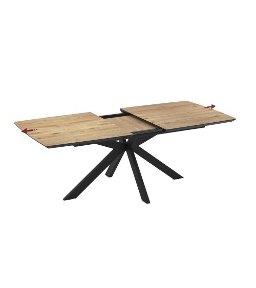 Tavolo allungabile Verano con piano rovere e gambe nere