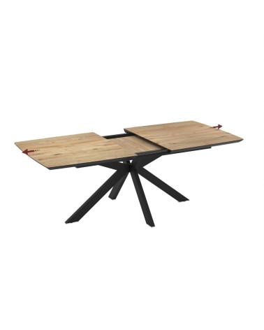 Tavolo allungabile Verano con piano rovere e gambe nere