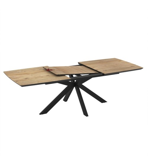 Tavolo allungabile Verano con piano rovere e gambe nere