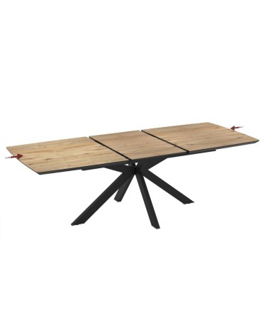 Tavolo allungabile Verano con piano rovere e gambe nere