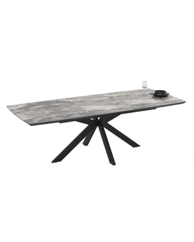 Tavolo allungabile Verano con piano colore marmo arabesque nero e gambe nere