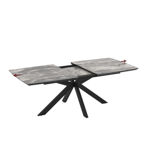Tavolo allungabile Verano con piano colore marmo arabesque nero e gambe nere