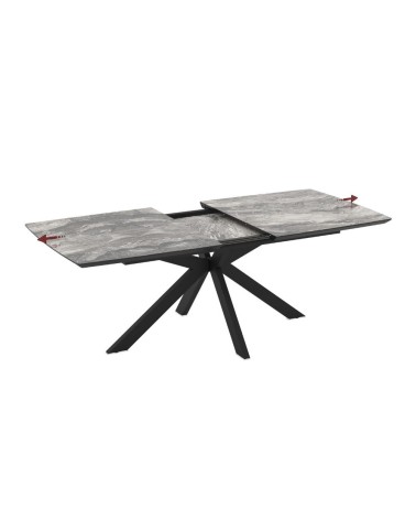 Tavolo allungabile Verano con piano colore marmo arabesque nero e gambe nere