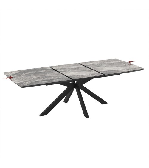 Tavolo allungabile Verano con piano colore marmo arabesque nero e gambe nere