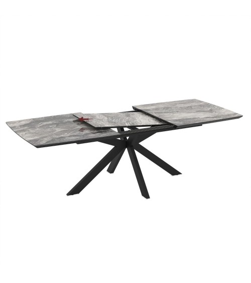 Tavolo allungabile Verano con piano colore marmo arabesque nero e gambe nere
