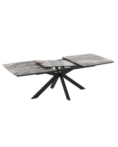 Tavolo allungabile Verano con piano colore marmo arabesque nero e gambe nere