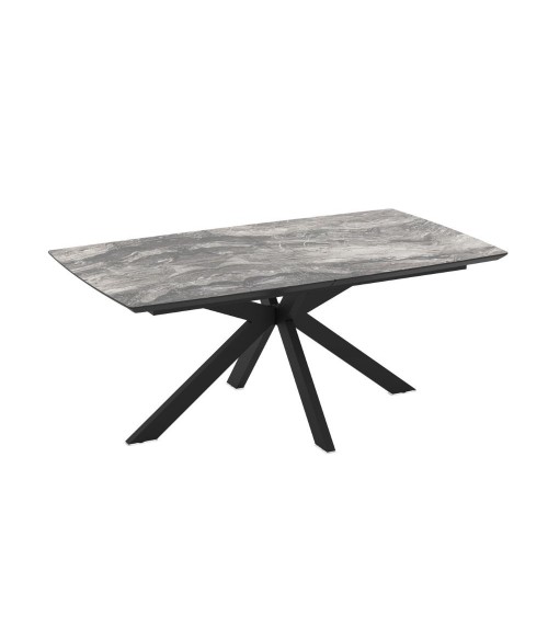 Tavolo allungabile Verano con piano colore marmo arabesque nero e gambe nere