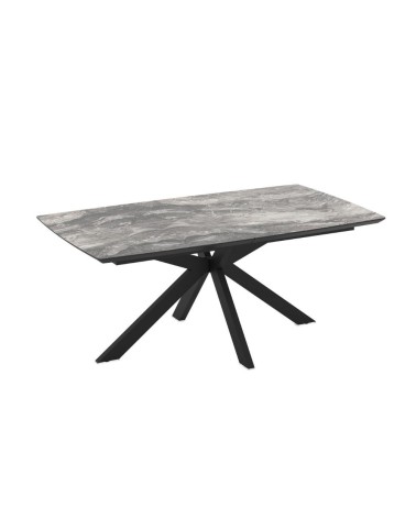 Tavolo allungabile Verano con piano colore marmo arabesque nero e gambe nere