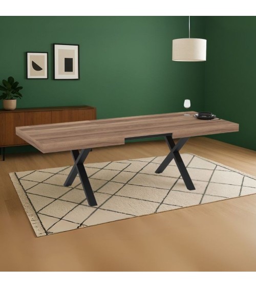 Tavolo allungabile England con piano colore quercia e gambe nere