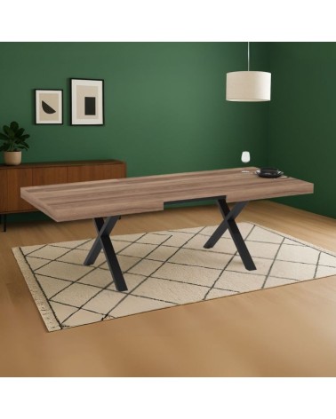 Tavolo allungabile England con piano colore quercia e gambe nere