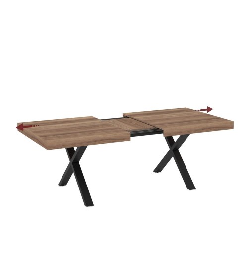 Tavolo allungabile England con piano colore quercia e gambe nere