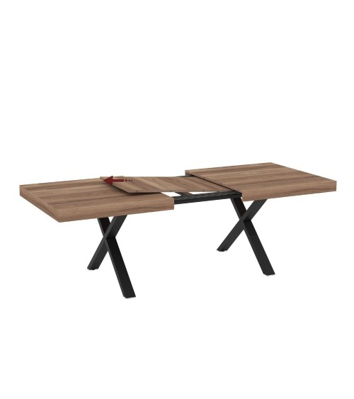 Tavolo allungabile England con piano colore quercia e gambe nere