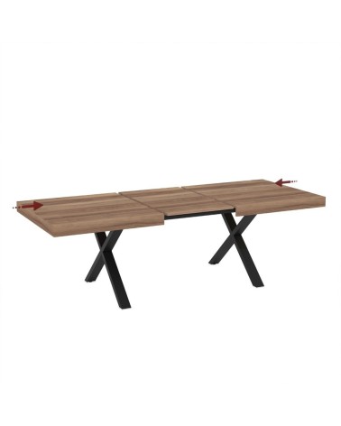 Tavolo allungabile England con piano colore quercia e gambe nere