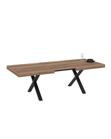 Tavolo allungabile England con piano colore quercia e gambe nere