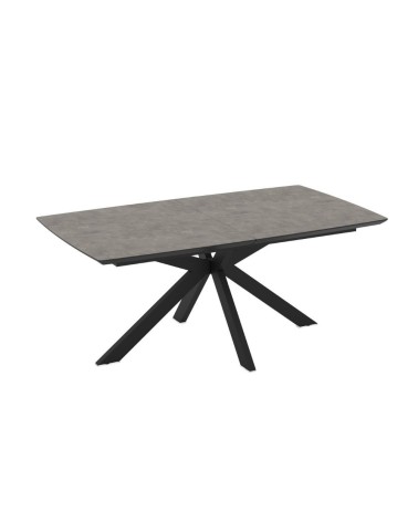 Tavolo allungabile Verano con piano cemento e gambe nere
