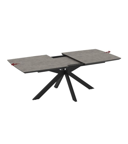 Tavolo allungabile Verano con piano cemento e gambe nere